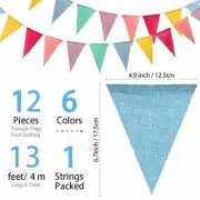 12 Flags Colorful Birthday Bunting Banner Outdoor Bunting for Garden Waterproof
