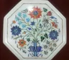 12" side corner Marble Table Top Precious stone Inlay handmade Work Home Decor
