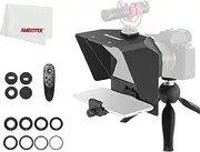 PRONSTOOR Teleprompter Kit Portable Inscriber Mobile Phone Teleprompter Artifact Video with Remote Control for Phone and DSLR Recording (Mini Teleprompter+Mini Tripod)
