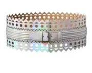 Alaia Laser-cut iridescent leather waist belt Sz 60 NWT