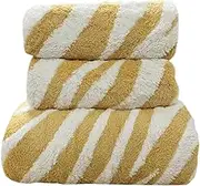USTIDE 3 Pieces Zebra Strips Print Bath Towel Sets High and Low Coral Fleece Absorbent Soft Towels for Bathroom Gym Bath Sheets (Orange)