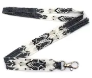 Handmade beaded Turtle design Grey White Lanyard