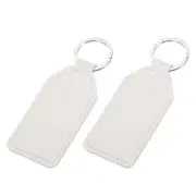 2pcs PU Leather Key Fob Car Keychain Key Holder, Cream