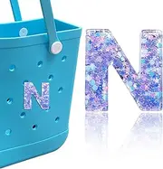 [HLUWA] Letter Charms for Bogg Bag, Alphabet Purple Star Sequin Lettering Accessories Charms for Bogg Bag and Simply Southern Bag, Insert Decorative Letter Charms for Handbag Beach Tote Bag.