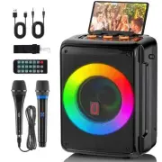Karaoke Machine with Portable Bluetooth 5.3 Karaoke Speaker for 2 Microphones