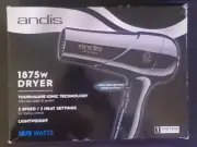 Andis Lightweight 1875 Watt Hair Dryer (Black) Ionic Tourmaline Tech 80695