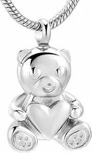 KETIME Heart Stainless Steel Keepsaeke Urn Necklace for Pet Memorial Jewelry for Cremation Ashes
