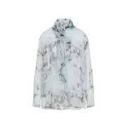[Alberta Ferretti] Alberta Ferretti-Light Blue Chiffon Shirt-Donna M STAND
