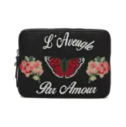 Gucci Black Techno Canvas Embroidered Butterfly iPad Case Clutch 473883 1058