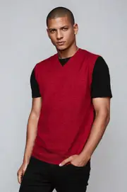 Ansett Red Merino Wool Fine Weight Vest
