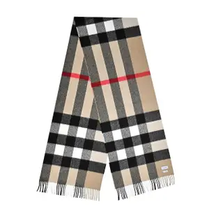 【BURBERRY 巴寶莉】經典格紋羊絨圍巾(卡其)