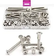 binifiMux 50-Pack(100Pieces) Assorted Rivert Hex Socket Head Cap Furniture Bolt and Barrel Nut M6x20mm/ M6x30mm/ M6x40mm/ M6x50mm/ M6x60mm Bolt