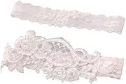 [ANDRESLAD] 1 Pair Wedding Door Lace Lace Leg Belt Illustration Hinge Bride Leg Ring Jig Handles Panel Hinge Rhinestone Shoes Bride Soft Hinges Decorative Hat Floral White