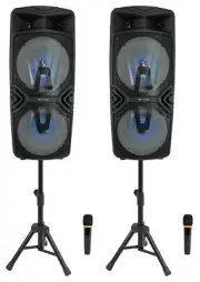 2) Technical Pro Dual 8" Wireless Rechargeable Backyard DJ Party Speakers + Mics