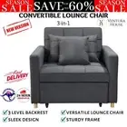 Suri 3-in-1 Convertible Sofa Chair Bed by Sarantino - 3 Level Backrest Dark Gey