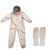 Full Beekeeping Suit Bee Suit Heavy Duty with Leather Ventilated Keeping Gloves XXL