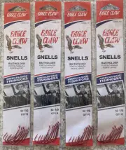 4 Packs Eagle Claw Snell Red Baitholder Size 1/0
