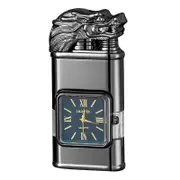 Generic Personalized Embossed Lighter with Watch Lightweight Portable Lighter Gift for Anniversary Black Dragon