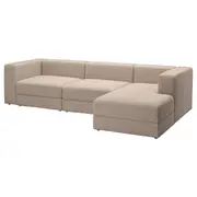 JÄTTEBO 4-seat mod sofa w chaise longue, right/Samsala grey-beige