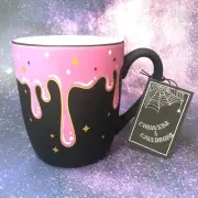 Cobwebs & Cauldrons Halloween HOT PINK DRIP w/ Gold Accents Soft Touch Mug