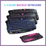 3 Colors Switchable LED Backlight Illuminated USB Wired Gaming Keyboard AU Stock
