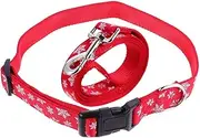 Mipcase 2-Pack Christmas Snowflake Pet Collar Set Matching Leash for Dogs Cats