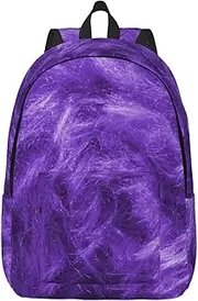 [WURTON] Purple Print Canvas Backpack Trendy Casual,Waterproof Canvas Backpack Unisex Hiking Travel Work