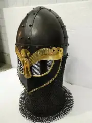 Warrior Armor Knight Handmade Helmet Medieval Steel Chainmail Crusader Helmet