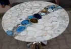 White Agate Nesting Coffee Table Top, White Stone Table, Agate Table Top Decor