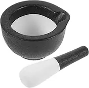 TOKIDNY 1 Set Set Ceramic Grinding Jar for Kitchen Garlic Pestle Household Crush Pot Seasoning Grinding Bowl Medicine Crush Pot Seasoning Pestle Ceramics Black