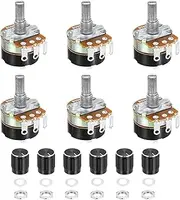 uxcell 6 Pack WH138 Potentiometer 50K Ohm Single-Joint Variable Resistors 3 Terminals Linear Taper Rotary with Knob Cap for Audio Volume Control