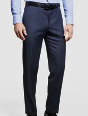 $1345 Canali Men's Blue Melange Straight Leg Trousers Dress Suit Pants 40W
