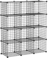 Wire Cube Storage Multipurpose Metal Organizer Square Cubes (12 Black)