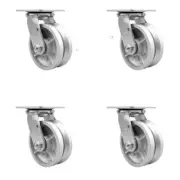 5 Inch V Groove Semi Steel Swivel Caster Set with Ball Bearing and Swivel Lock