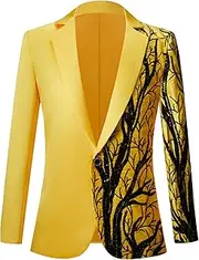 [Zylphorix] Mens Sequin Shiny One Button Suit Jacket Pants Party Prom Sets 2 Pieces Shiny Leisure Blazer Suits