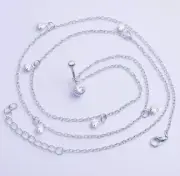 1PC Women Sexy Rhinestone Dangle Belly Button Ring with Waist Chain
