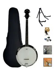 Caraya BJ004EQ1 4-String Tenor Banjo, Mahogany Resonator, strand, picks, bag