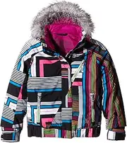 [Spyder] Girls Lola Jacket, 16, Black Vybe Print/Green Flash/Wild