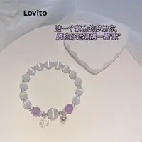 在飛比找蝦皮商城優惠-Lovito 女士休閒素色串珠金屬字母蛋白石手鍊 LFA20