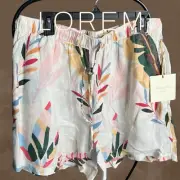 NWT Cynthia Rowley Curve Womens Floral Linen Drawstring Shorts 1x