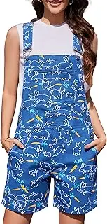[Odefou] Bib Overalls for Men Casual Sleeveless Holiday Coveralls Shorts Jumpsuits for Women with Pockets