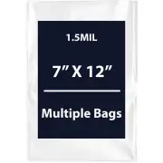 1.5Mil 7" X 12" | LDPE Clear Flat Poly Bags, Flexible & Durable | Multiple Bags