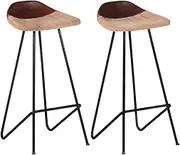 Bar Stools 2 pcs Brown Real Leather,Table & Bar Stools 8.72KG-320645