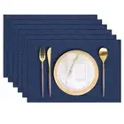 Cloth Placemats Set of 6, Cotton Linen Blend Machine Washable Durable Linen T...