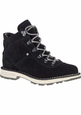 Merrell Sugarbush Lace-up Waterproof Boots Sz 6 M NEW Black Suede Leather