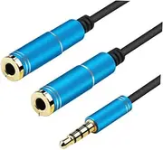 Vaguelly Audio Splitter Cable for Headset Dual Output Mic Blue Compact Design for Sharing Music for and Road Trips