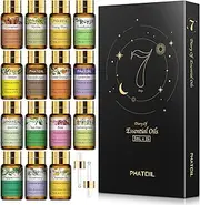 PHATOIL 15PCS Essential Oils Gift Set - Premium Quality Essential Oils for Aromatherapy Diffuser Yoga Home Office Soap Candle Making- 5ml/Bottle