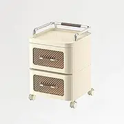 GUAWJRZDP Drawer Chest, Multi-Function Chest of Drawers, Movable Storage Cabinet, Drawers Organizer Storage with Glass Door, Plastic Drawer Chest for Living Room, Hallway(2-Tier)