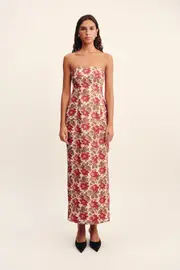 ROSALIE STRAPLESS DRESS - ROSE BUD
