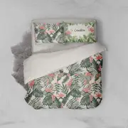 3D Tropical Green Leaves Flamingo Quilt Cover Set Bedding Set Pillowcases 56